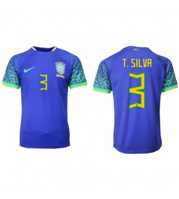 Maillot de foot Brésil Thiago Silva #3 Extérieur Monde 2022 Manches Courte